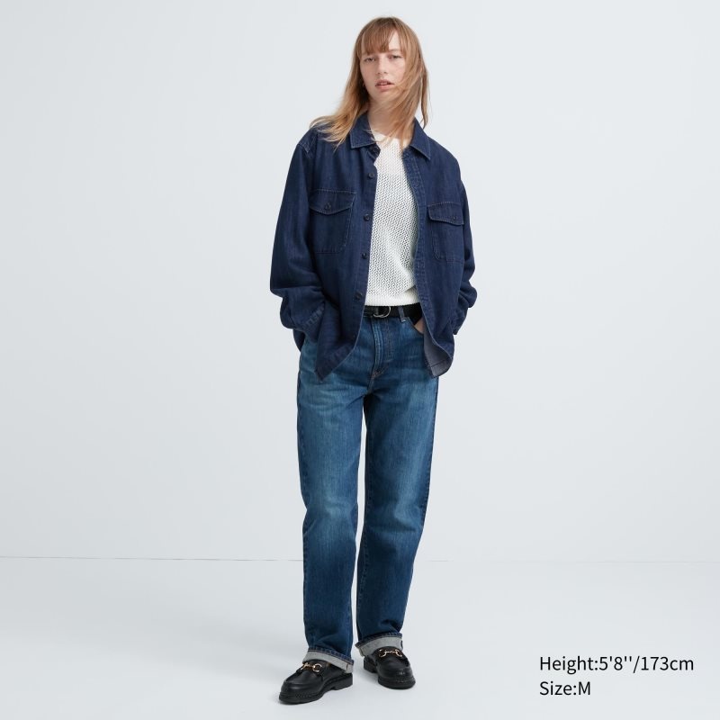 Men Uniqlo Denim Utility Long-sleeve Overshirt Shirts Blue | 858987