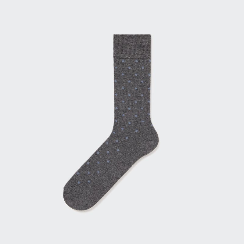 Men Uniqlo Dotted Socks Grey | 4575676