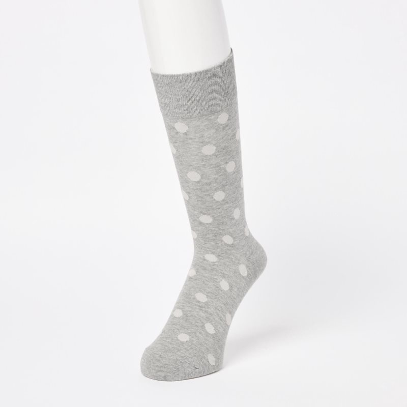 Men Uniqlo Dotted Socks Grey | 6664344