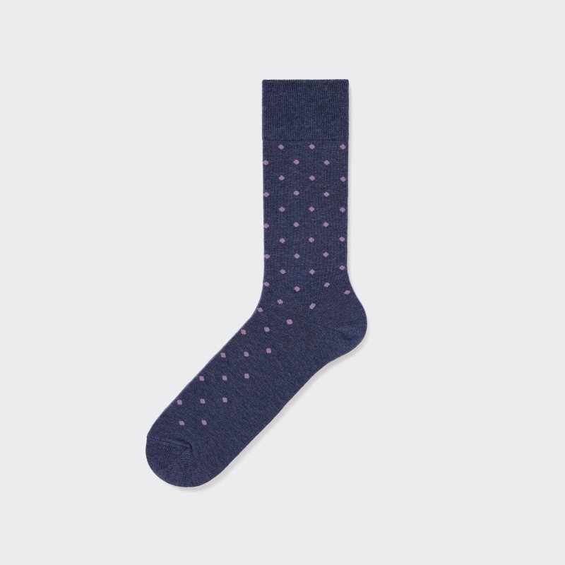 Men Uniqlo Dotted Socks Navy | 2226926
