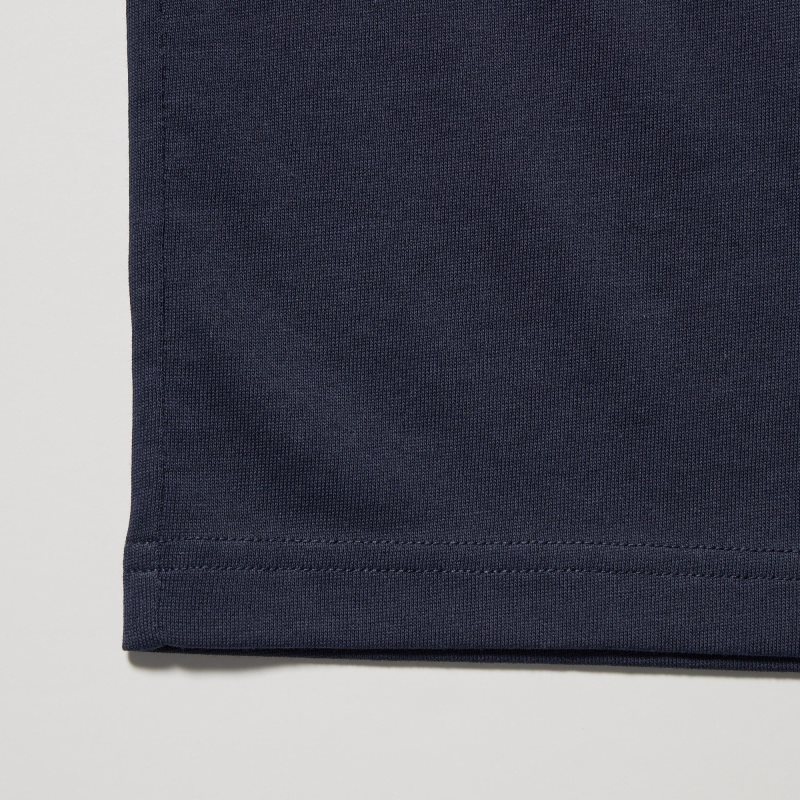 Men Uniqlo Dry Color V-Neck Short-Sleeve T Shirts Navy | 5694531