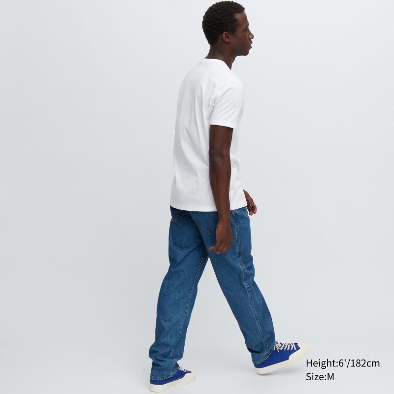 Men Uniqlo Dry Color V-Neck Short-Sleeve T Shirts White | 1524103