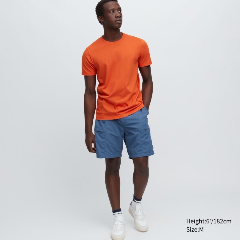 Men Uniqlo Dry Crew Neck Short-sleeve Color T Shirts Orange | 3915935