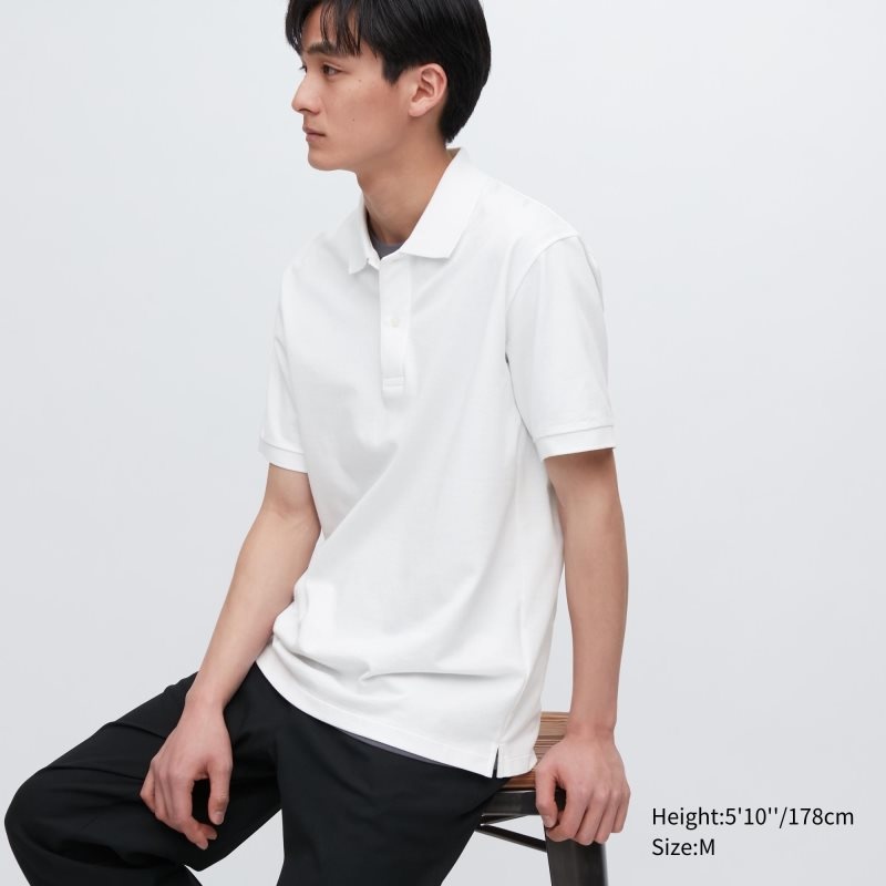 Men Uniqlo Dry Pique Short-sleeve Polo Shirts White | 2821791