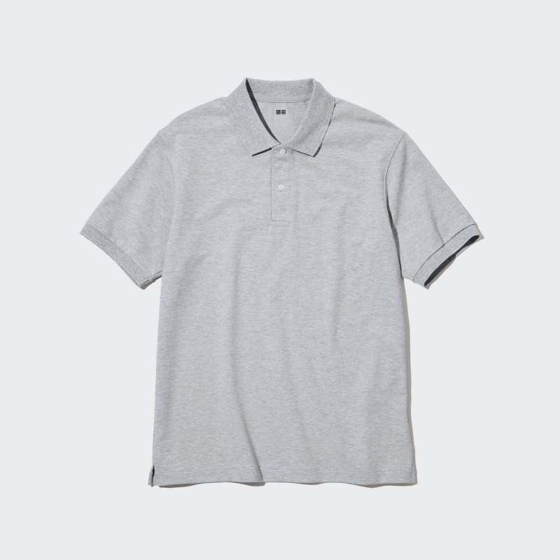 Men Uniqlo Dry Pique Short-sleeve Polo Shirts Grey | 9334140