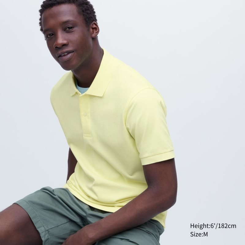 Men Uniqlo Dry Pique Short-sleeve Polo Shirts Yellow | 6207848
