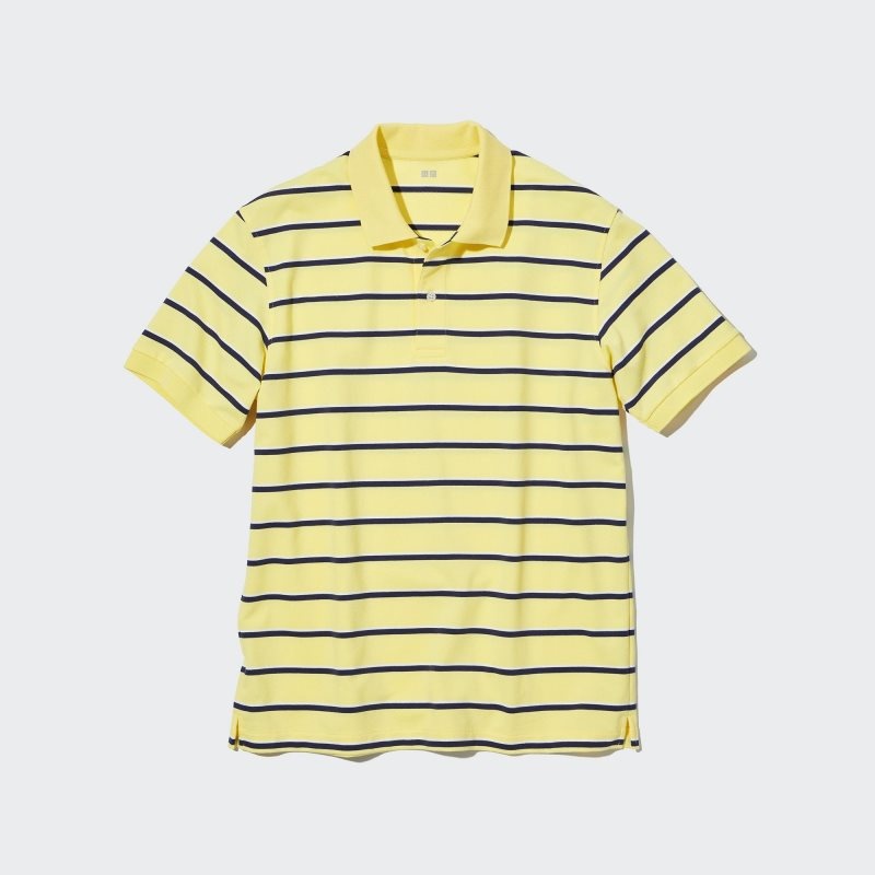 Men Uniqlo Dry Pique Striped Short-sleeve Polo Shirts Yellow | 7086676