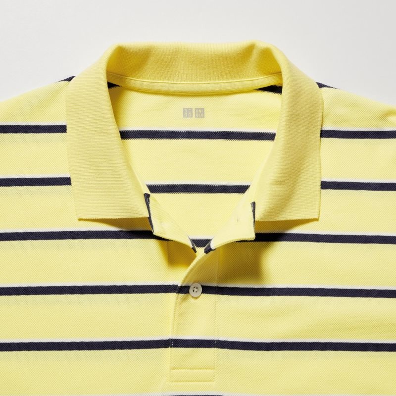 Men Uniqlo Dry Pique Striped Short-sleeve Polo Shirts Yellow | 7086676