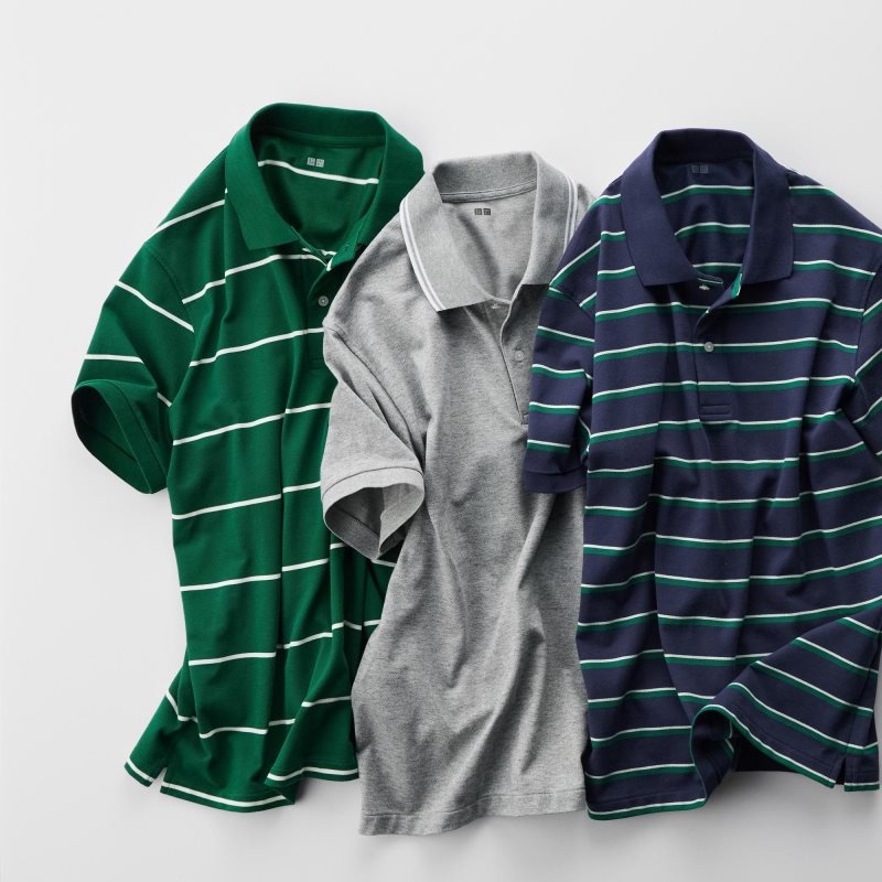 Men Uniqlo Dry Pique Striped Short-sleeve Polo Shirts Green | 7628705