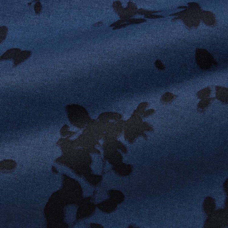 Men Uniqlo Dry Stretch Leaf Print Easy Shorts Navy | 9835471