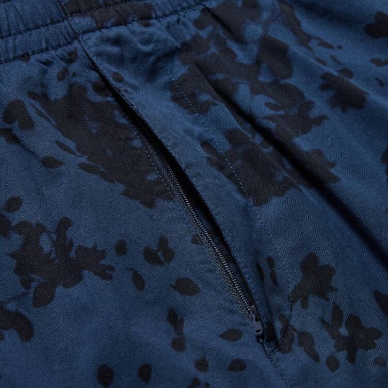 Men Uniqlo Dry Stretch Leaf Print Easy Shorts Navy | 9835471
