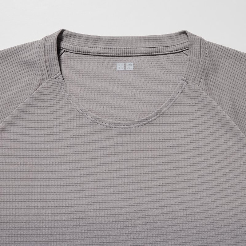 Men Uniqlo Dry-ex Crew Neck Short-sleeve Lightweight T Shirts Grey | 1615627