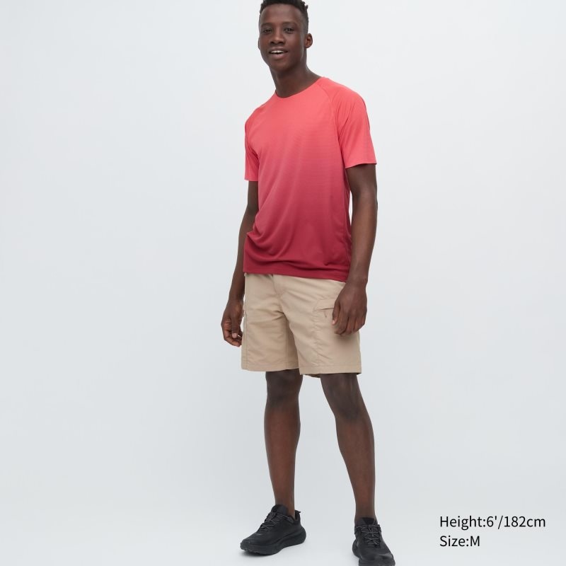 Men Uniqlo Dry-ex Crew Neck Short-sleeve Lightweight T Shirts Red | 1084972