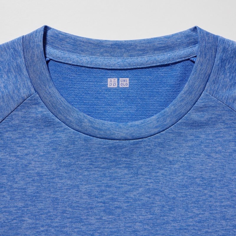 Men Uniqlo Dry-ex Crew Neck Short-sleeve T Shirts Blue | 5264402