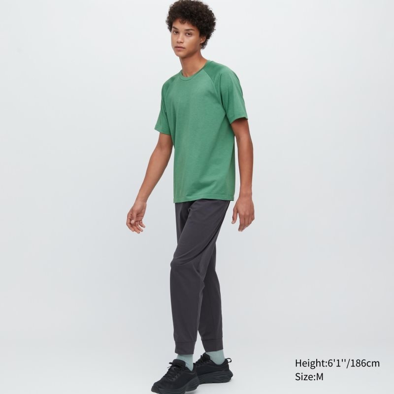 Men Uniqlo Dry-ex Crew Neck Short-sleeve T Shirts Green | 8193972