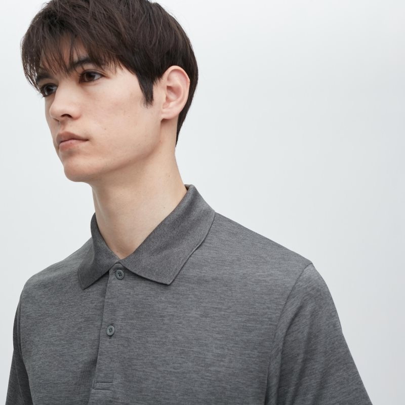 Men Uniqlo Dry-ex Gradient Polo Shirts Grey | 8230681