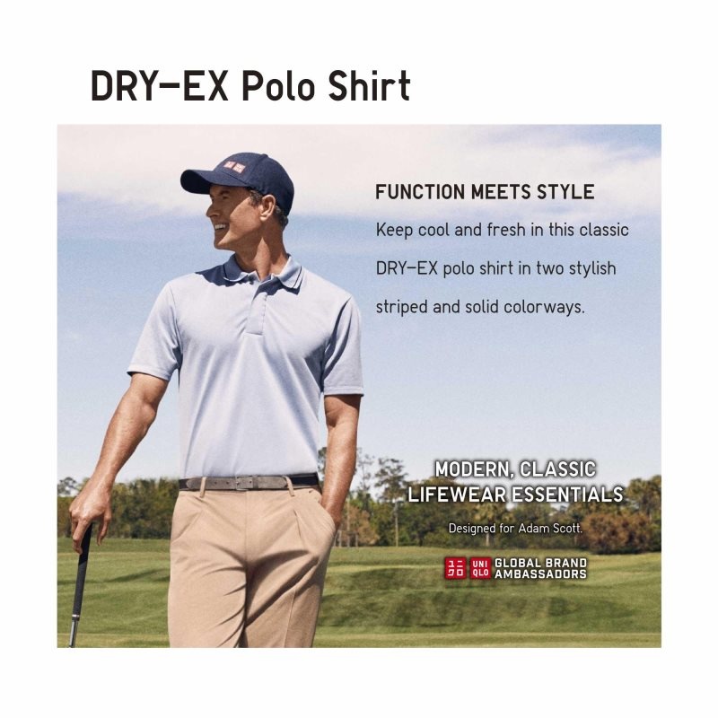 Men Uniqlo Dry-ex Short-sleeve Striped Adam Scott Polo Shirts Red | 253430