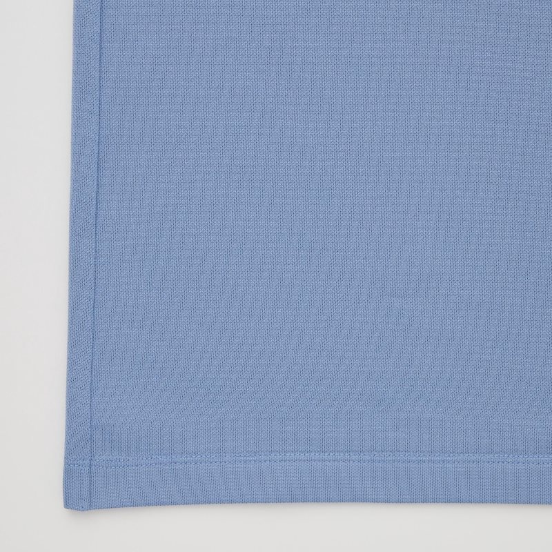 Men Uniqlo Dry-ex Short-sleeve Striped Collar Adam Scott Polo Shirts Blue | 4819013