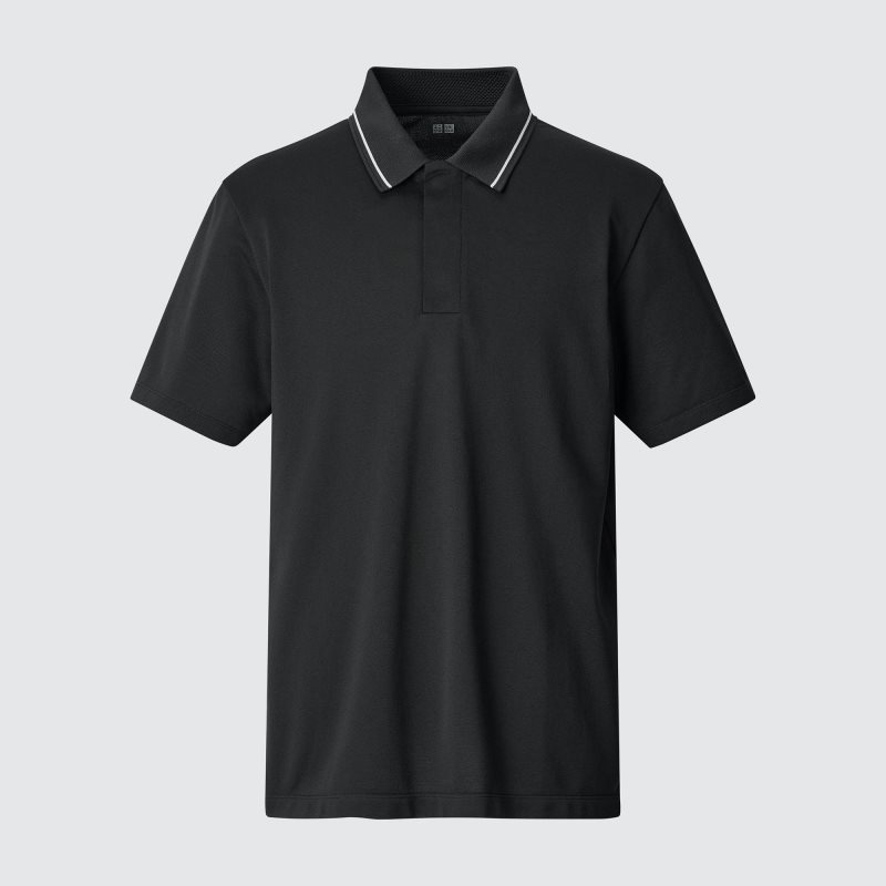 Men Uniqlo Dry-ex Short-sleeve Striped Collar Adam Scott Polo Shirts Grey | 3849194