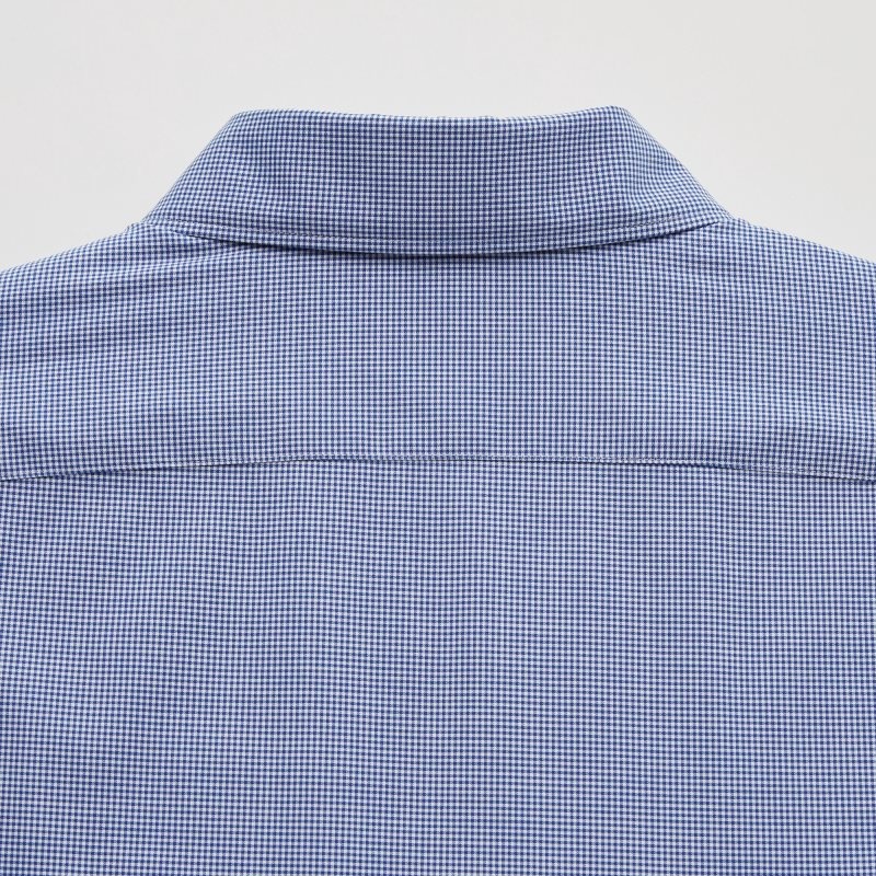 Men Uniqlo Easy Care Checked Stretch Slim-fit Long-sleeve Shirts Blue | 9599259