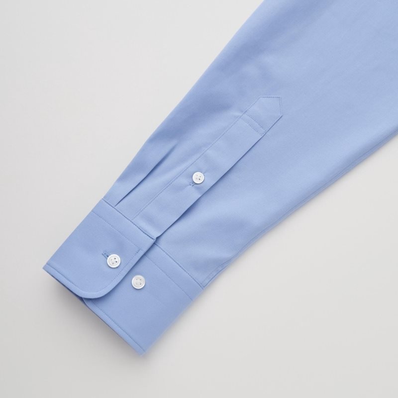 Men Uniqlo Easy Care Stretch Slim Fit Long-sleeve Shirts Blue | 3630787