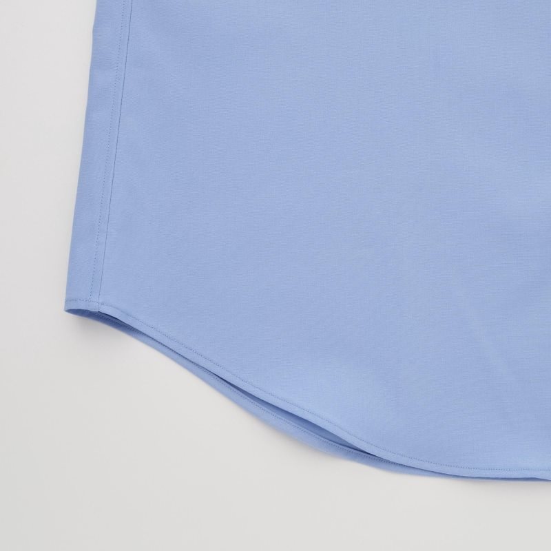 Men Uniqlo Easy Care Stretch Slim Fit Long-sleeve Shirts Blue | 3630787