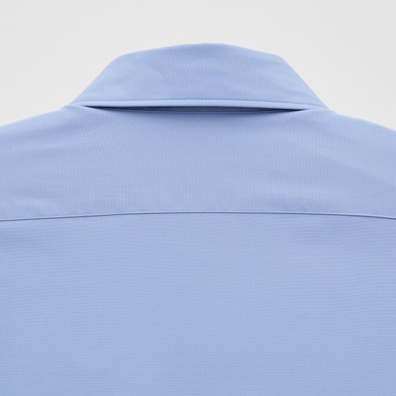 Men Uniqlo Easy Care Stretch Slim Fit Long-sleeve Shirts Blue | 3630787