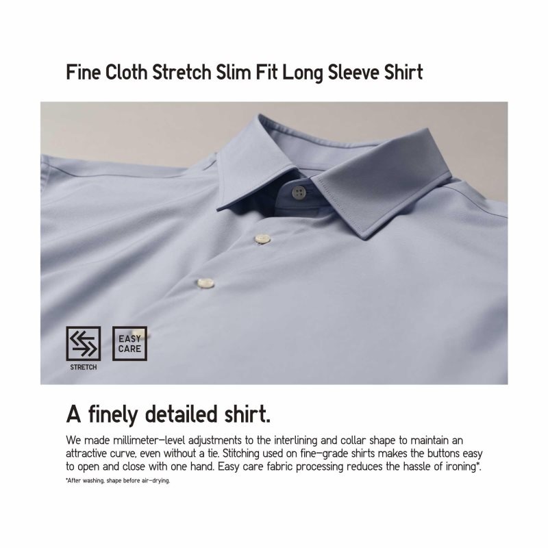 Men Uniqlo Easy Care Stretch Slim Fit Long-sleeve Shirts White | 2864110