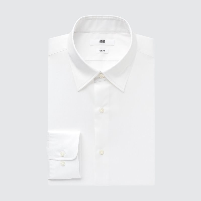 Men Uniqlo Easy Care Stretch Slim Fit Long-sleeve Shirts White | 2864110