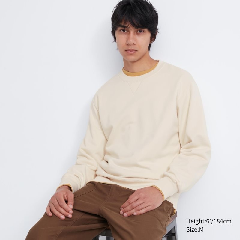 Men Uniqlo Elegant Sweatshirts Beige | 7173499