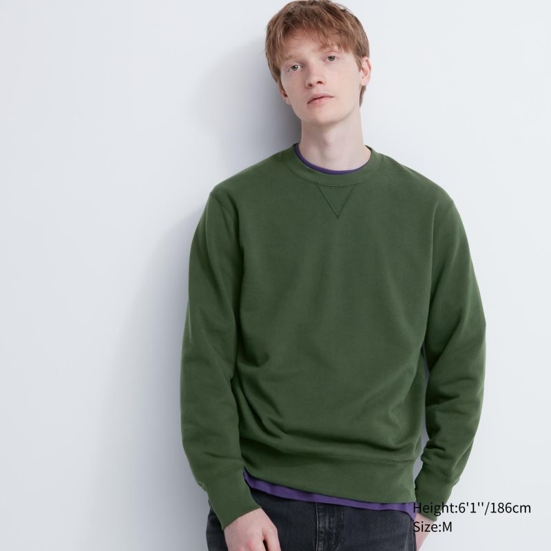 Men Uniqlo Elegant Sweatshirts Green | 9996426