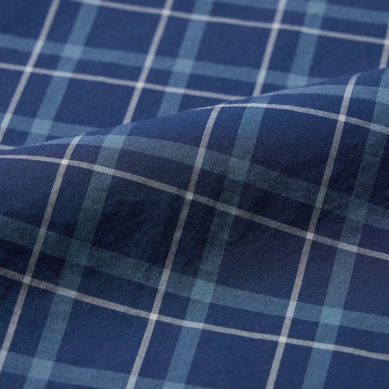 Men Uniqlo Extra Fine Cotton Broadcloth Checked Long-sleeve Shirts Navy | 2952488