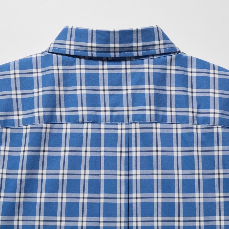 Men Uniqlo Extra Fine Cotton Broadcloth Long-sleeve Shirts Blue | 3973005