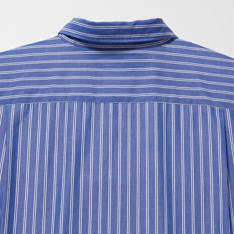 Men Uniqlo Extra Fine Cotton Broadcloth Long-sleeve Shirts Blue | 7130493