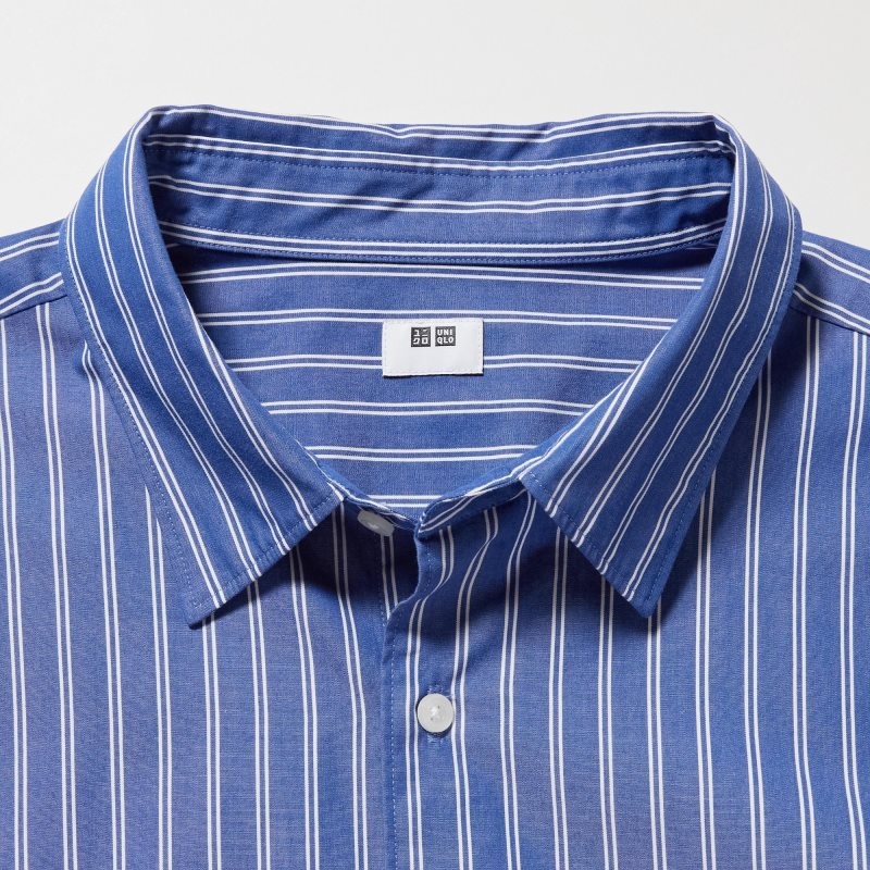 Men Uniqlo Extra Fine Cotton Broadcloth Long-sleeve Shirts Blue | 7130493