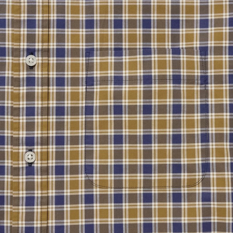 Men Uniqlo Extra Fine Cotton Broadcloth Checked Long-sleeve Shirts Yellow | 8133829