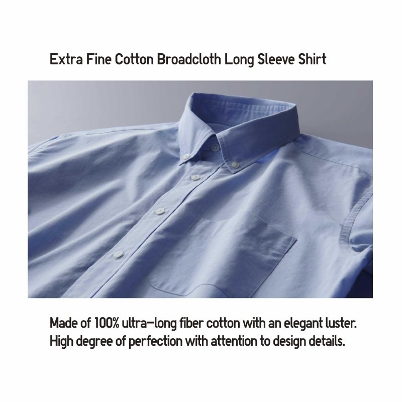 Men Uniqlo Extra Fine Cotton Broadcloth Long-sleeve Shirts White | 7175868