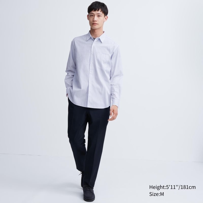 Men Uniqlo Extra Fine Cotton Broadcloth Long-sleeve Shirts White | 7175868