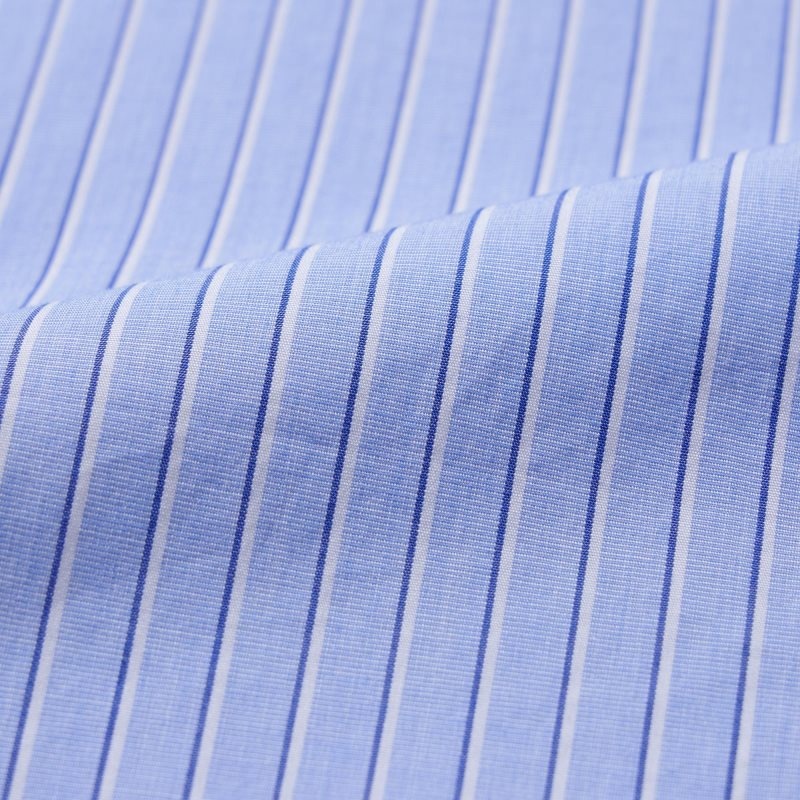 Men Uniqlo Extra Fine Cotton Broadcloth Striped Long-sleeve Shirts Blue | 5781818