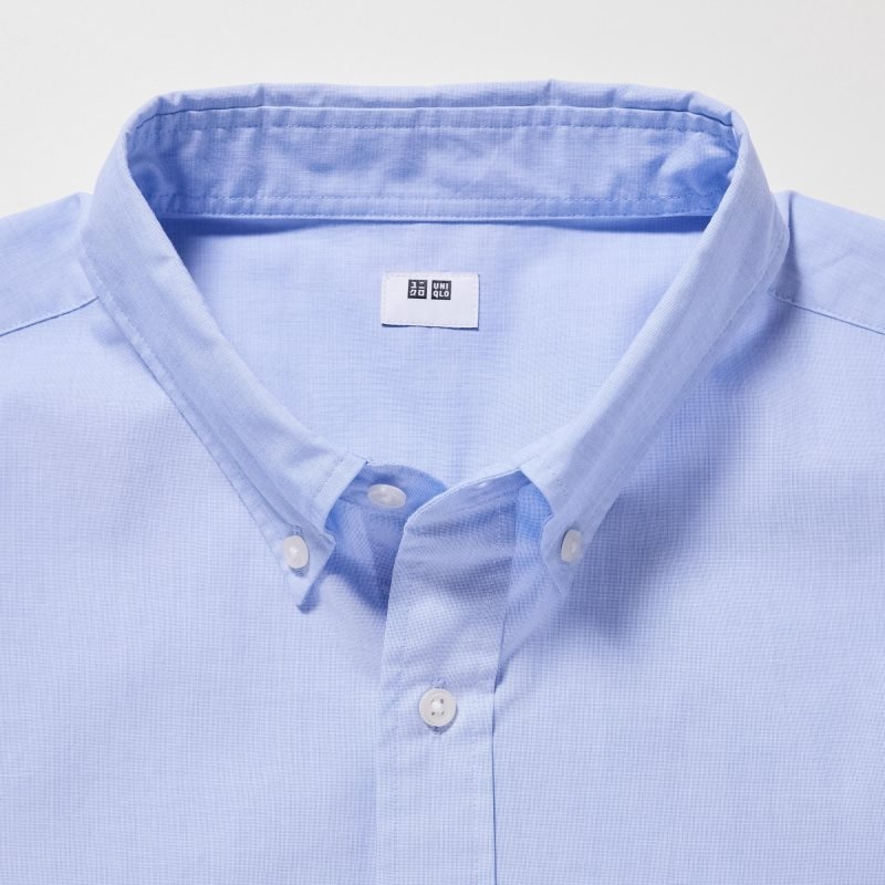 Men Uniqlo Extra Fine Cotton Broadcloth Long-sleeve Shirts Blue | 6143010