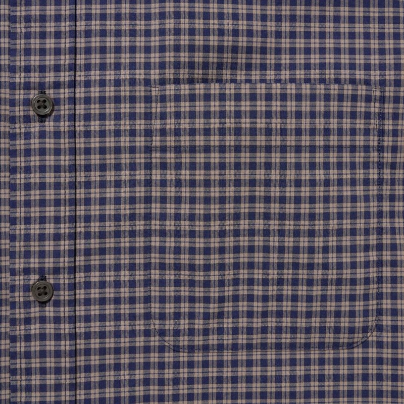 Men Uniqlo Extra Fine Cotton Broadcloth Checked Long-sleeve Shirts Brown | 5946019