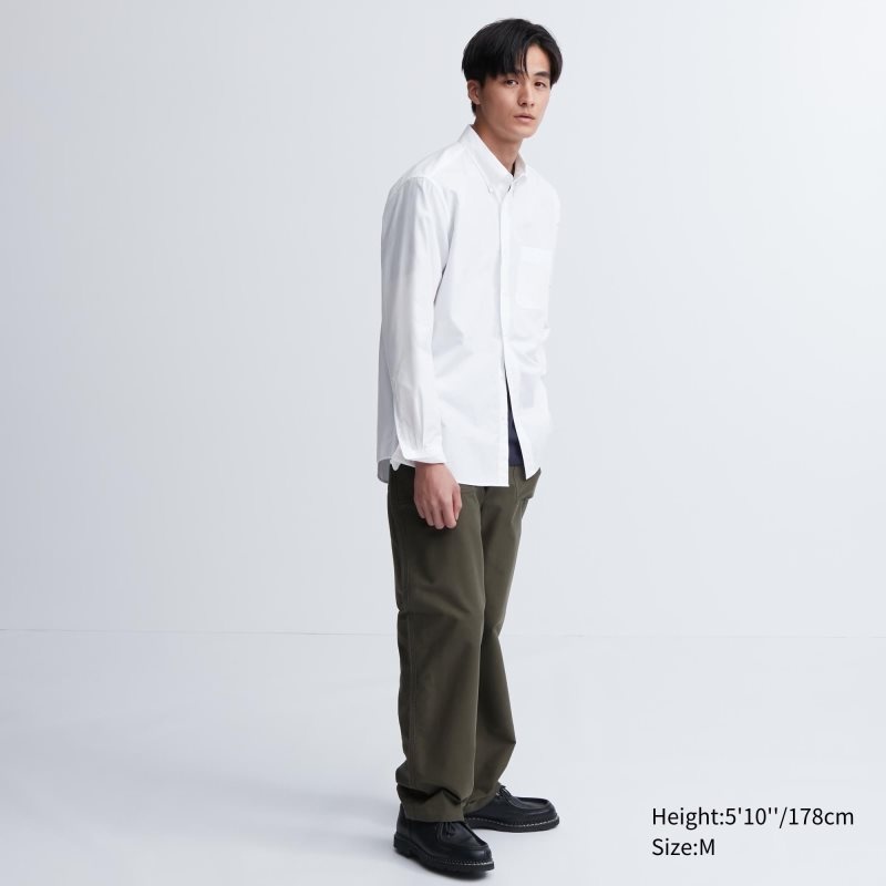 Men Uniqlo Extra Fine Cotton Broadcloth Long-sleeve Shirts White | 1676016