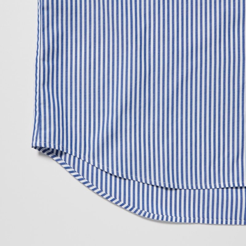 Men Uniqlo Extra Fine Cotton Broadcloth Striped Long-sleeve Shirts Orange | 1950235
