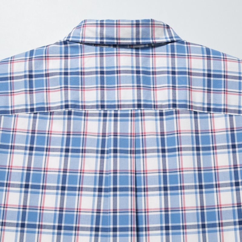 Men Uniqlo Extra Fine Cotton Short-sleeve Shirts Blue | 3348188