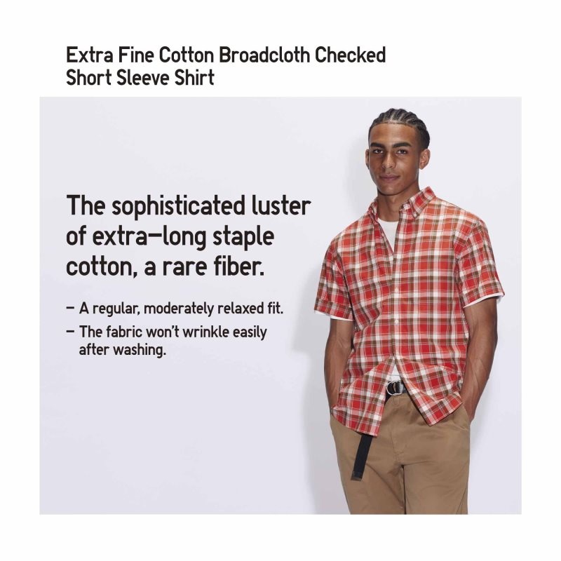 Men Uniqlo Extra Fine Cotton Short-sleeve Shirts Blue | 3348188
