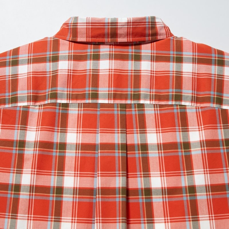 Men Uniqlo Extra Fine Cotton Short-sleeve Shirts Orange | 7946984