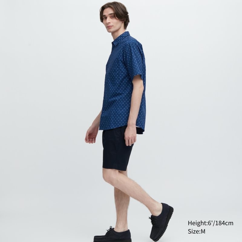 Men Uniqlo Extra Fine Cotton Short-sleeve Shirts Blue | 891921
