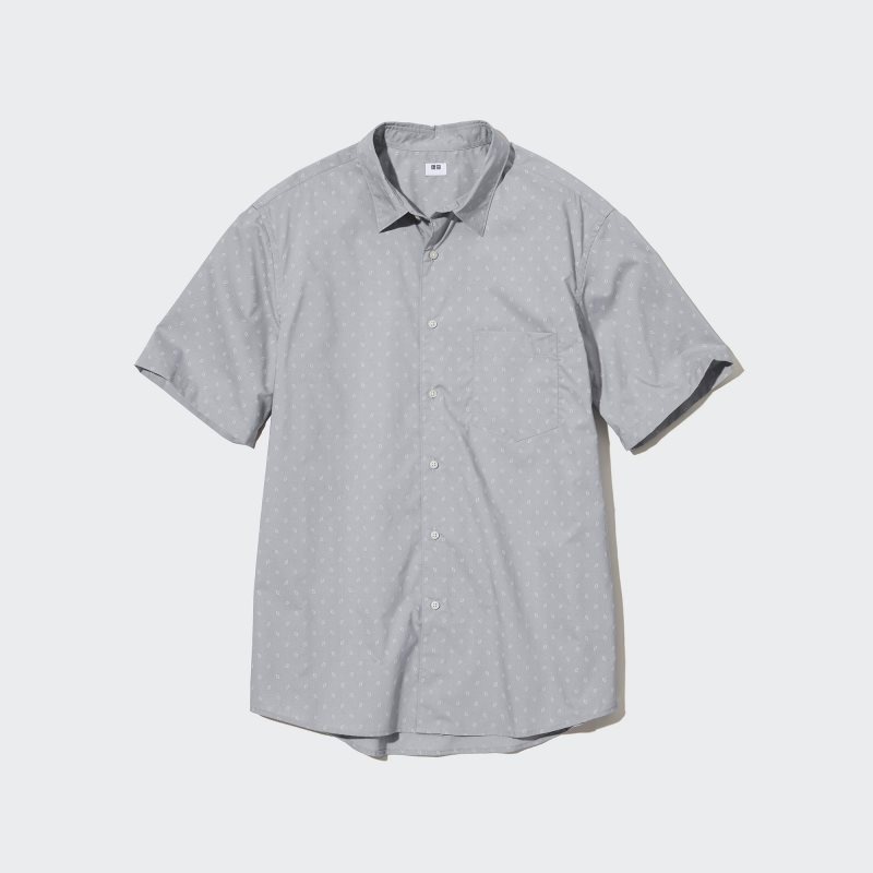 Men Uniqlo Extra Fine Cotton Short-sleeve Shirts Grey | 9561133