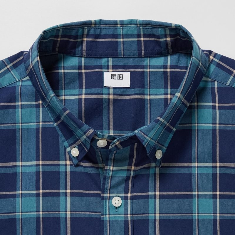 Men Uniqlo Extra Fine Cotton Short-sleeve Shirts Blue | 7450838