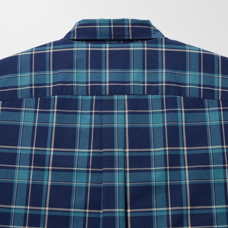Men Uniqlo Extra Fine Cotton Short-sleeve Shirts Blue | 7450838